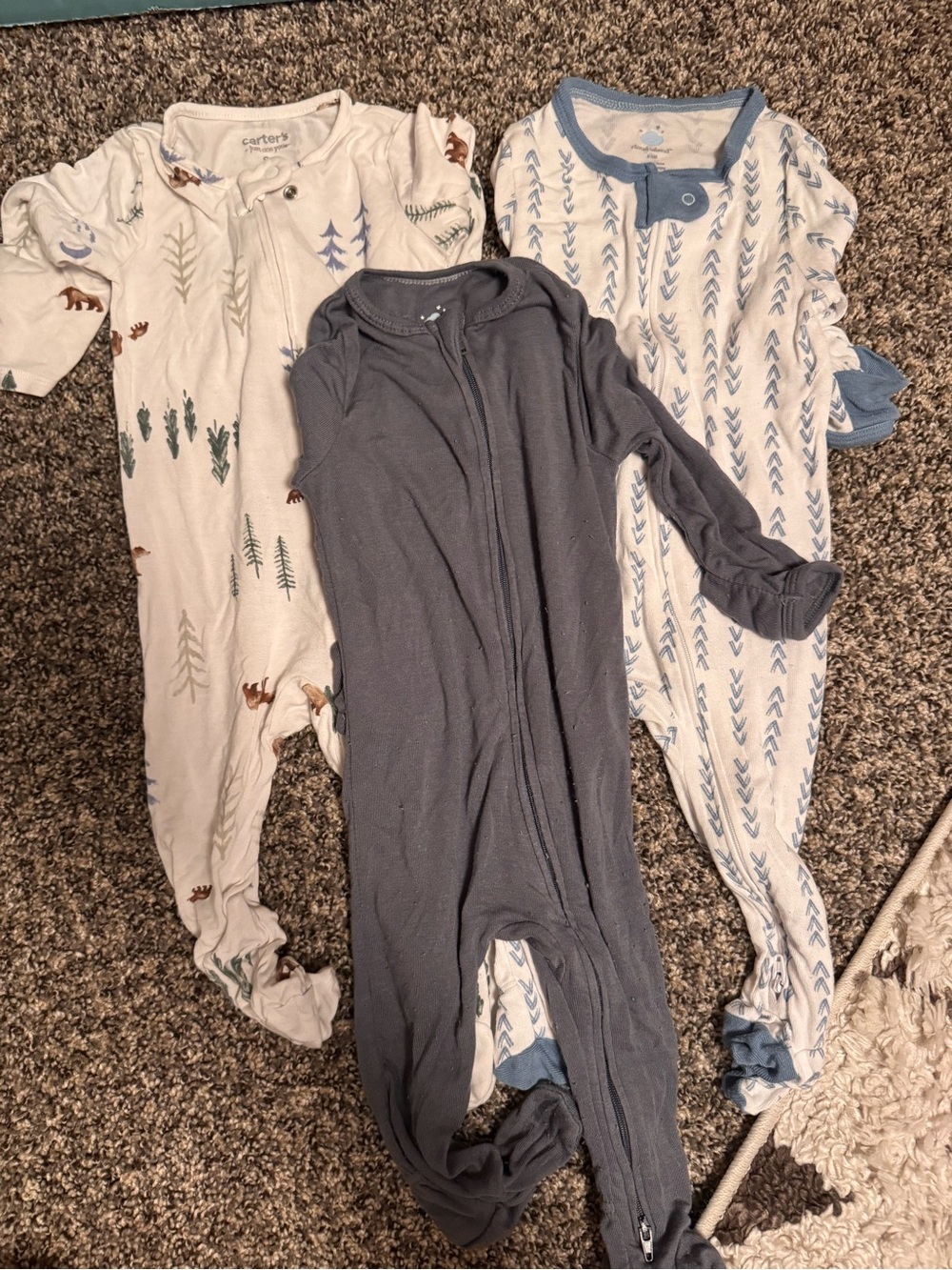 LOT of 6 Carter's Sleep Onesies Orange Striped Pumpkin & Neutral Mixed Set - Picture 3 of 3